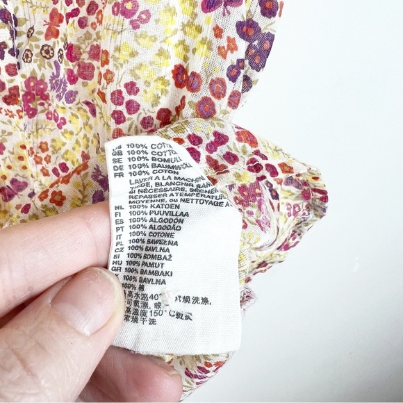 H&M Cottagecore Ditsy Floral Button Down Top Cotton Medium 10 Dainty Yellow Pink - Picture 5 of 7